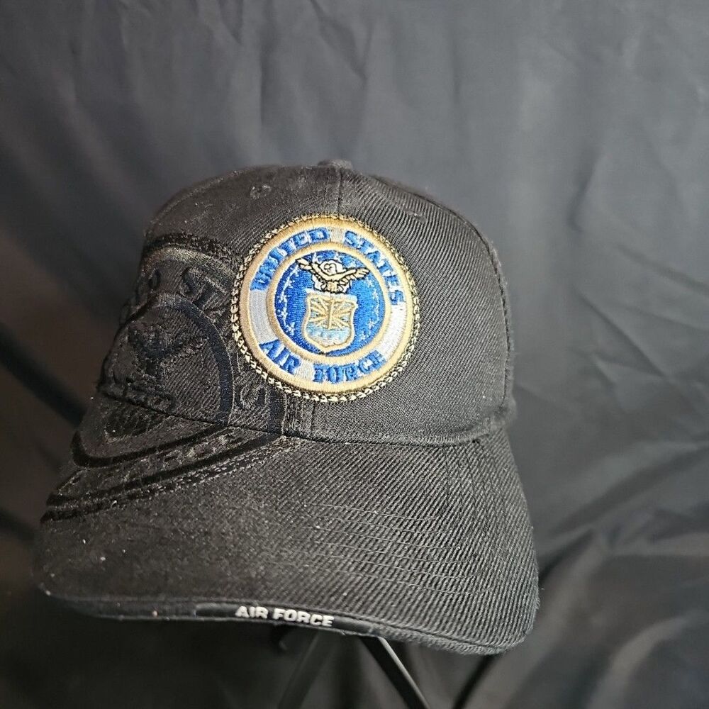 3D United States AIR FORCE Embroidered Baseball Hat Cap BLACK Adult